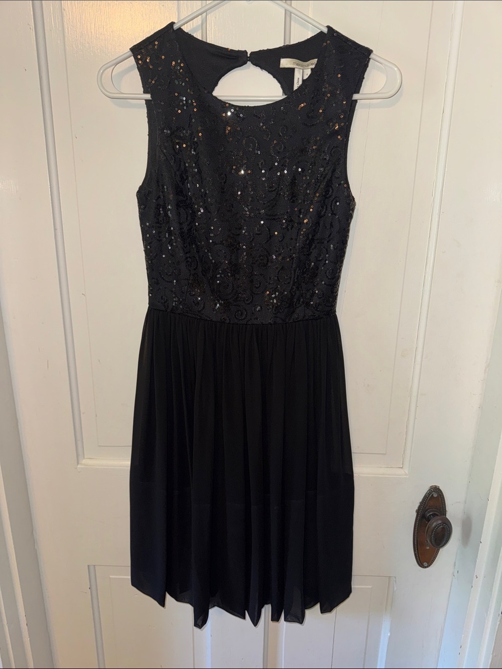 Black Sequin Bodice Cocktail Dress